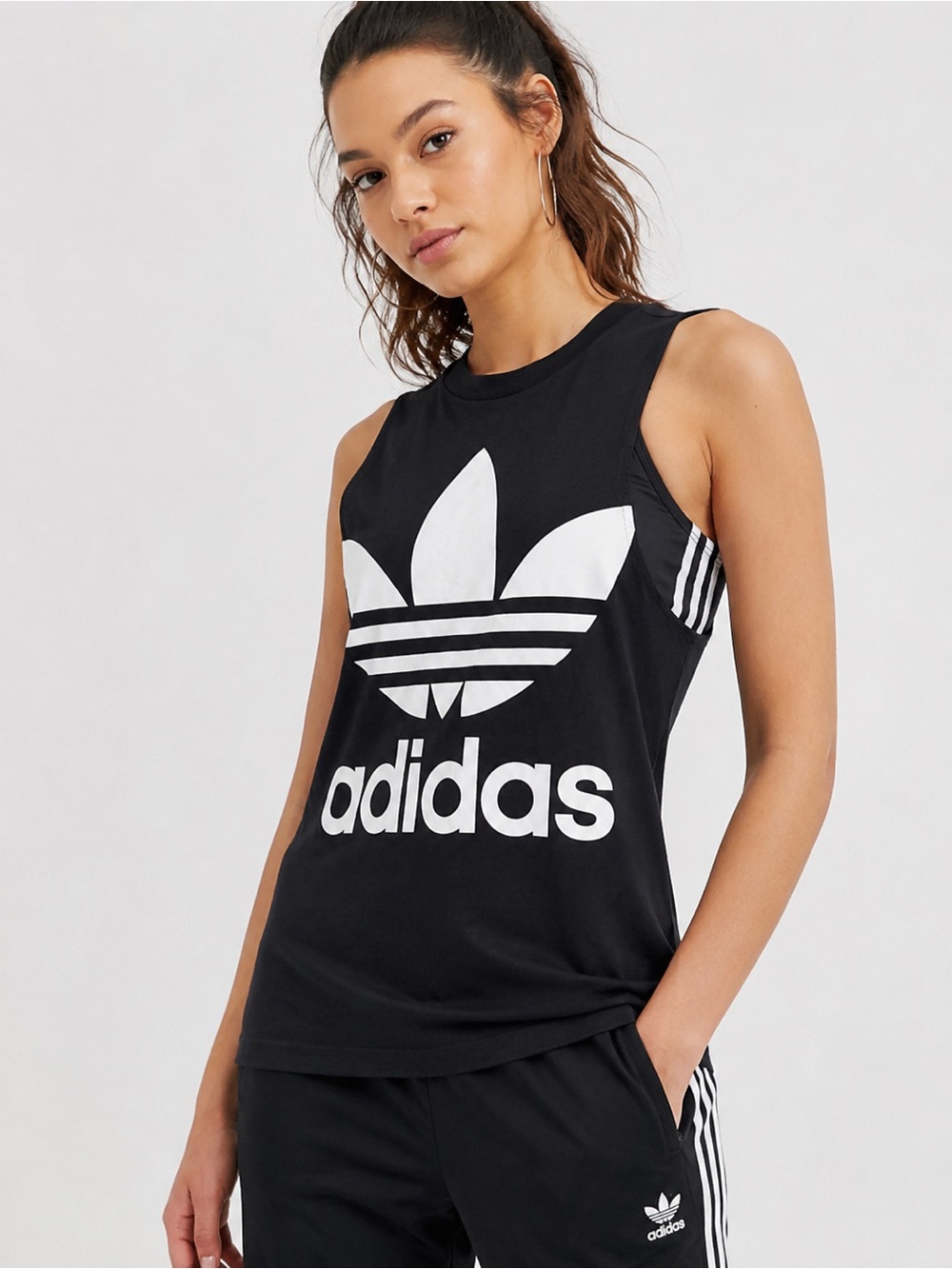 Adidas Originals Trefoil Logo Racerback Tank Top Black White Sleeveless